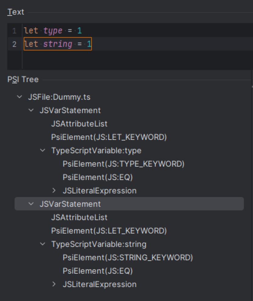 Showing the PSI tree.