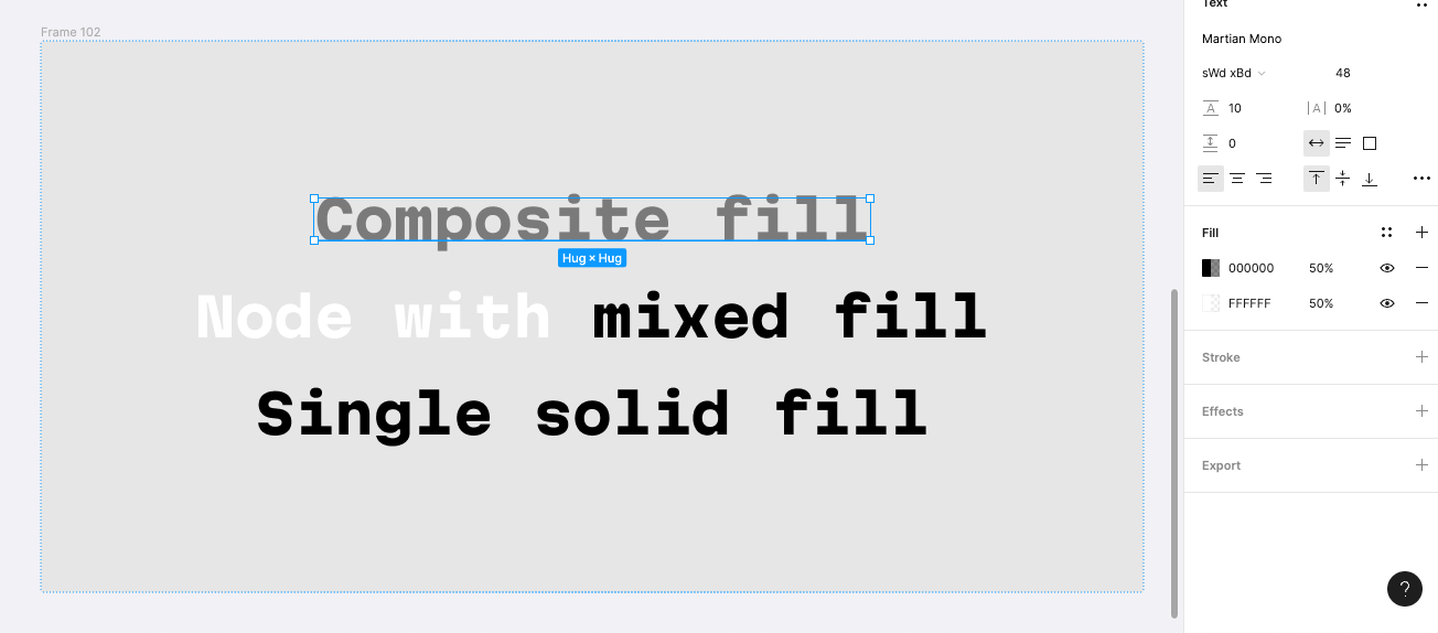 Example Figma nodes with various fills
