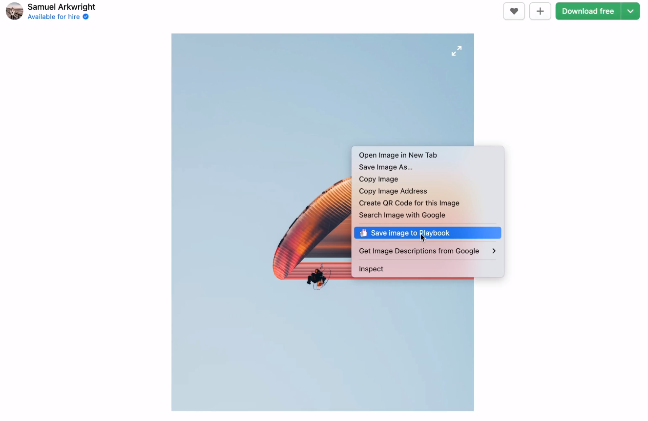How the extension appears in the context menu