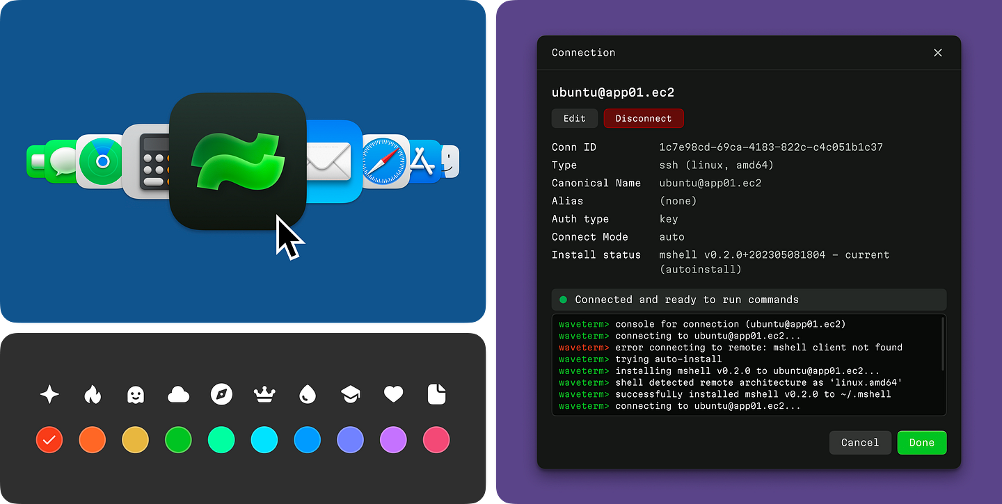Waveterm UI showcase