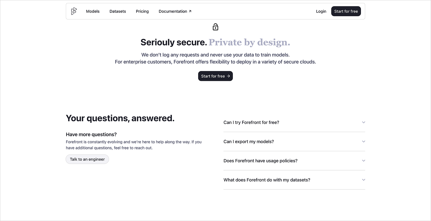 [Forefront](https://www.playbook.com/s/evilmartians/gaxVmkKmcDyFT8YJq44AqUKV?assetToken=ys7VYCegdzkv1e9NjcKPLaN2): FAQ section