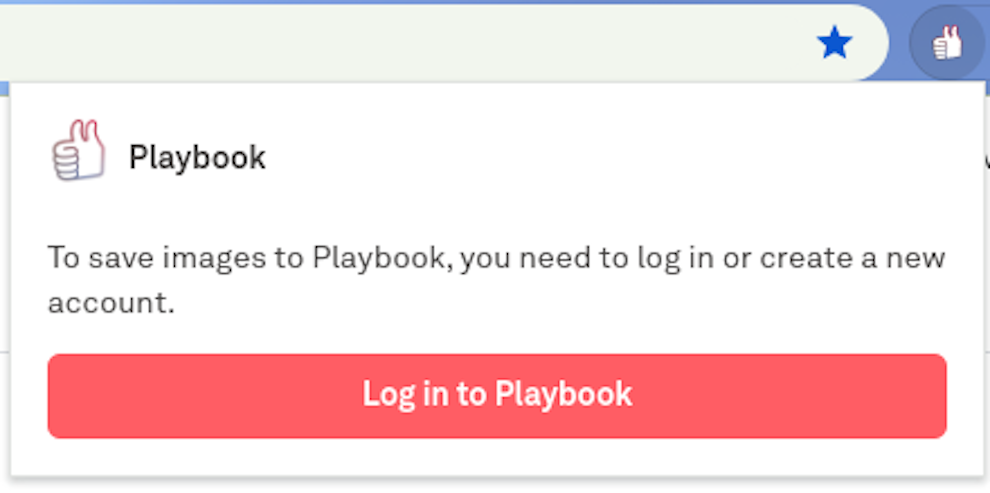The signed-out state (when no JWT token in the cookies). Clicking on the 'Log in to Playbook' button opens their website with the auth form in a new tab