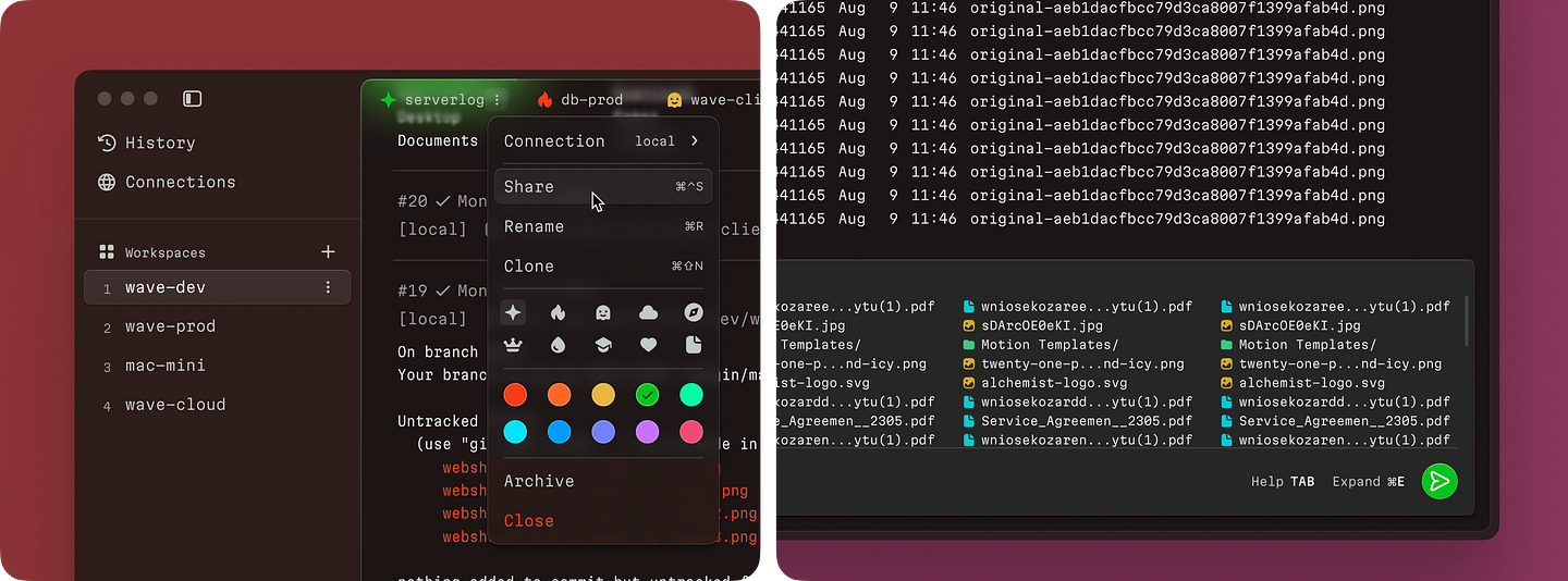 Waveterm UI showcase