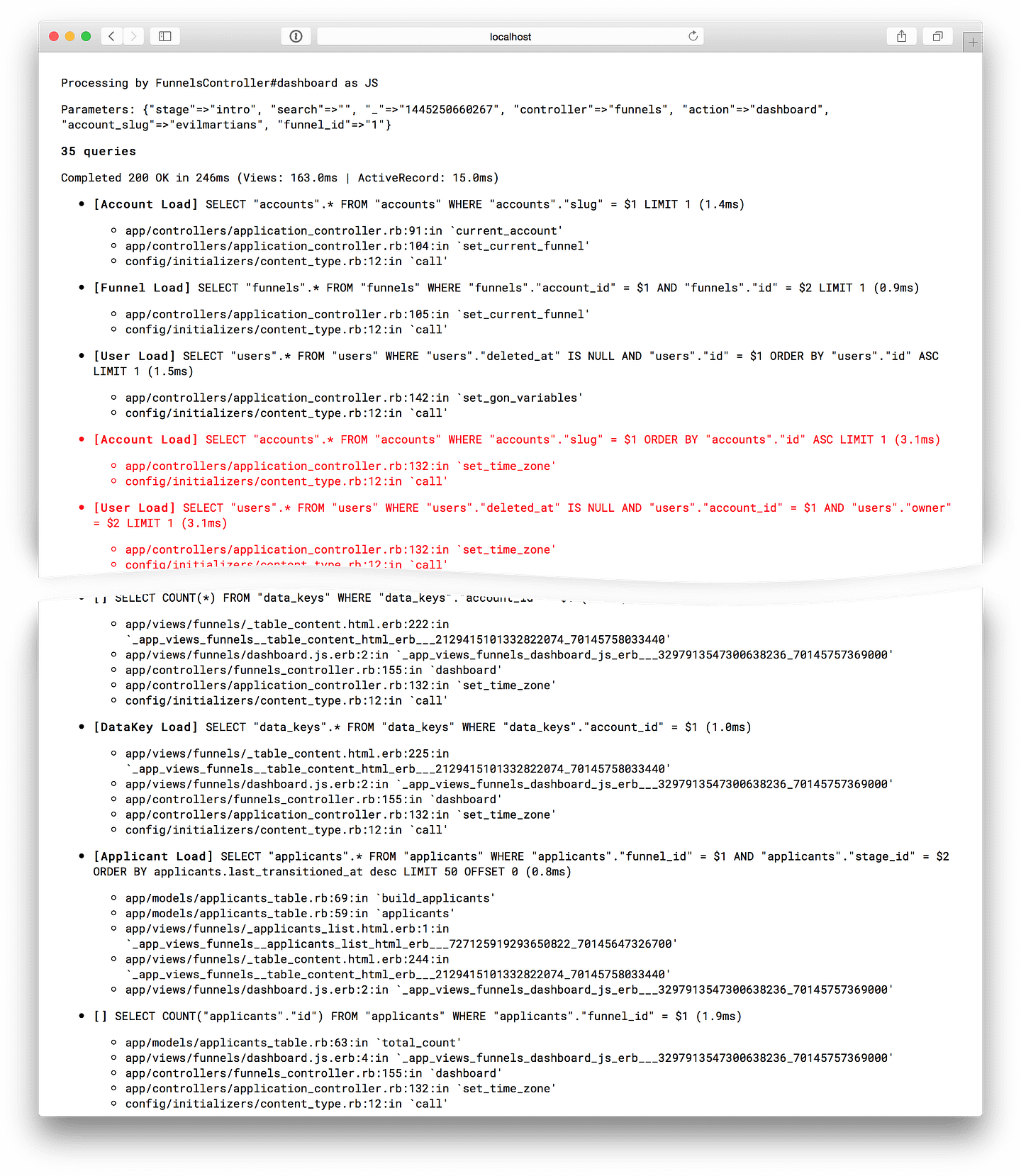 Rails query logger