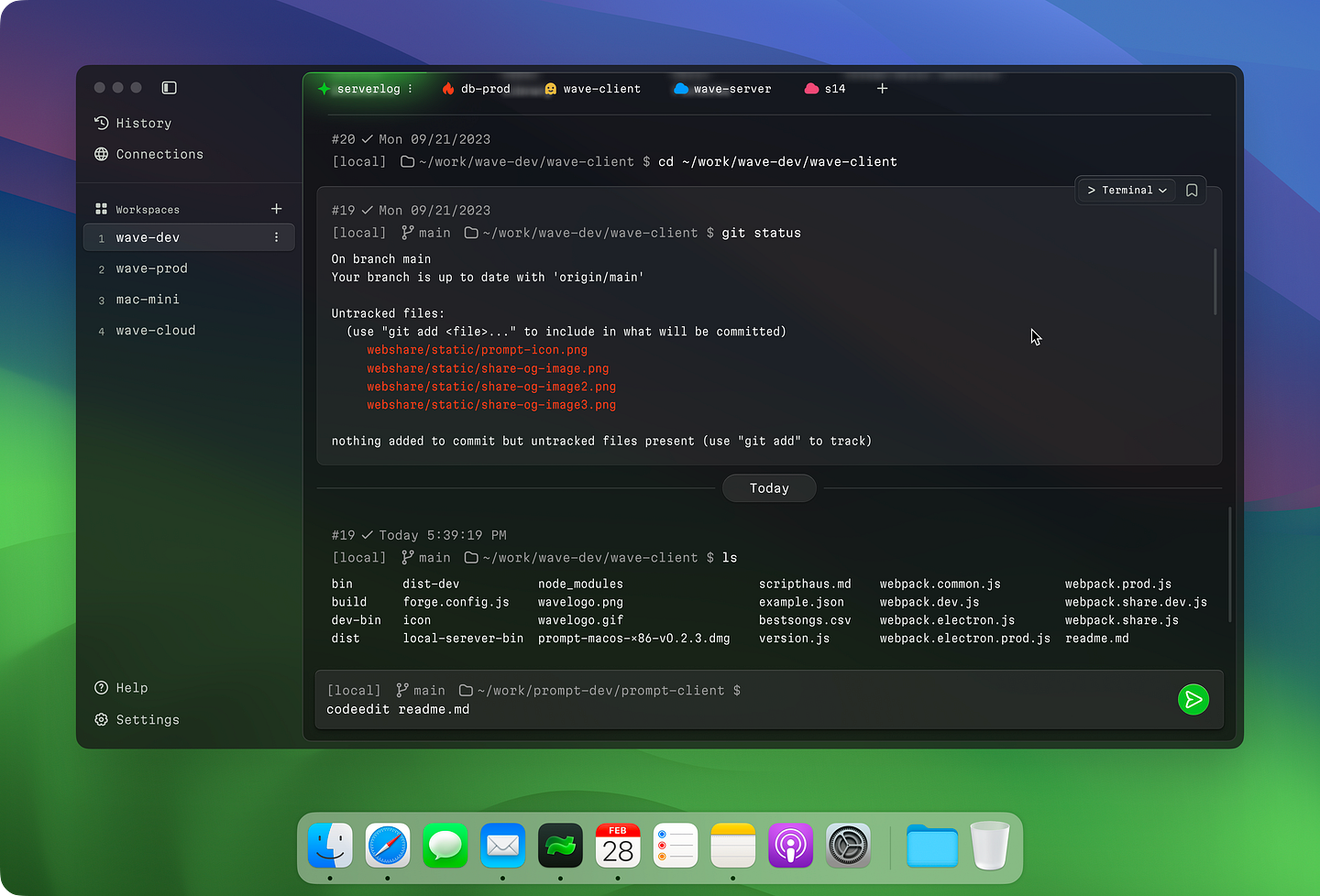 Waveterm UI showcase