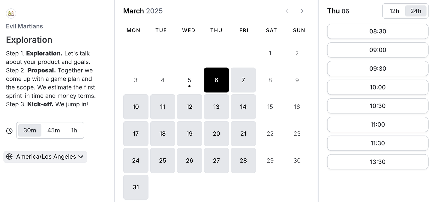 Using cal.com for direct booking