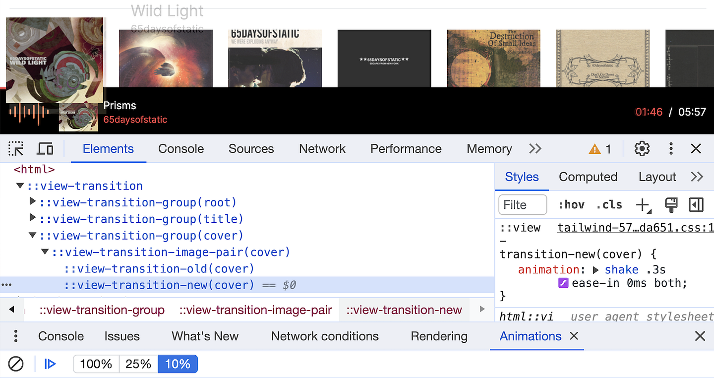 View Transition pseudo-elements in a DOM tree