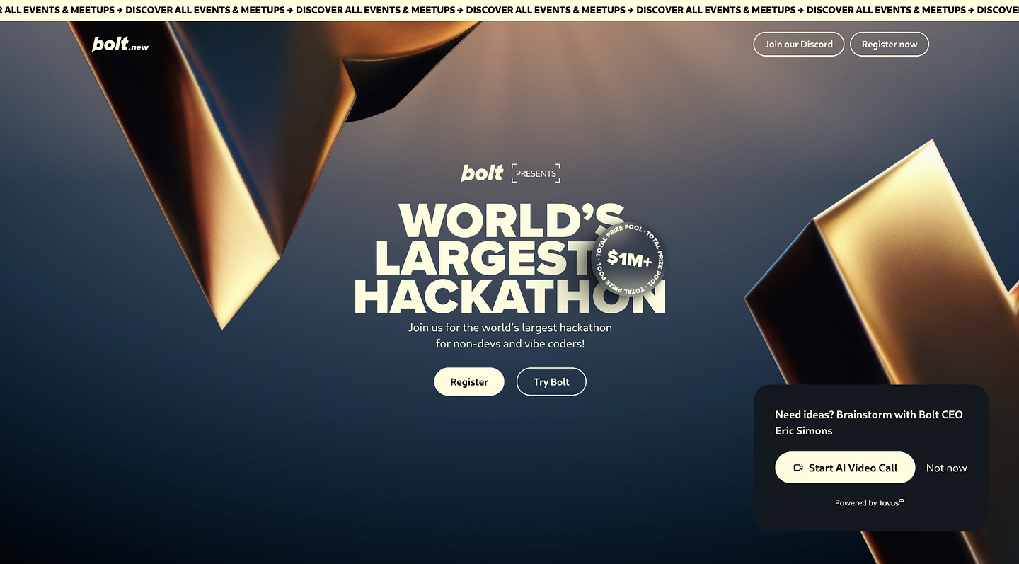 The main page of the hackathon