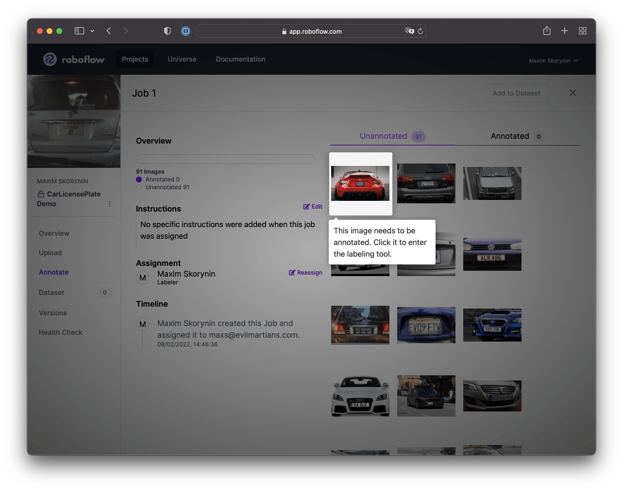 The first image in the list is highlighted by the UI