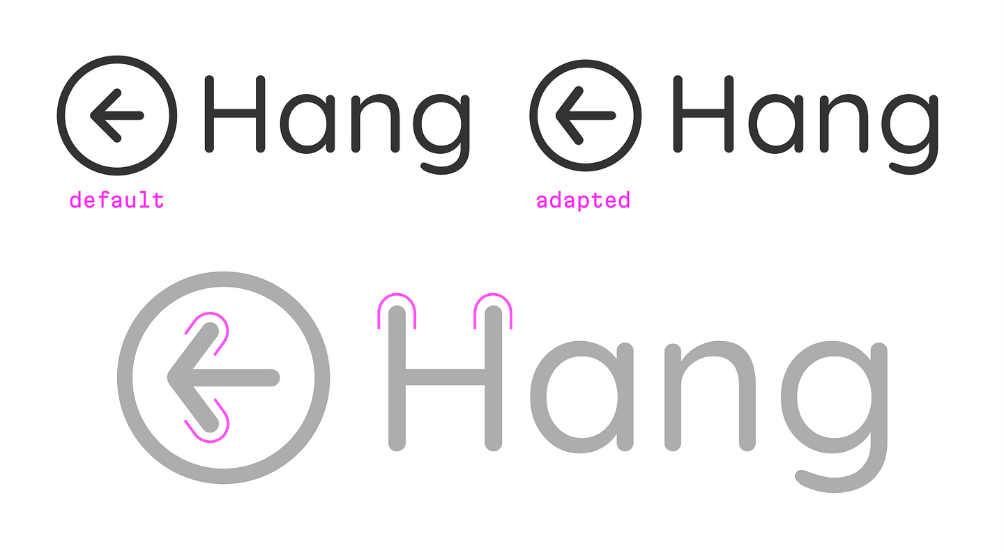 We've highlighted the round corners of the arrow that match the round corners of the Quicksand font.