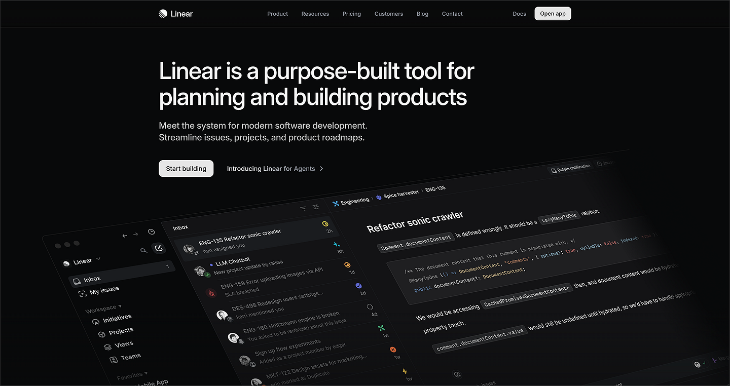[Linear](https://www.playbook.com/s/evilmartians/X7cdNJt9Ebf9e3VrGuNqp7X9?assetToken=BQWSMBERTepyfwH4jQg42Kx2): Static product shot