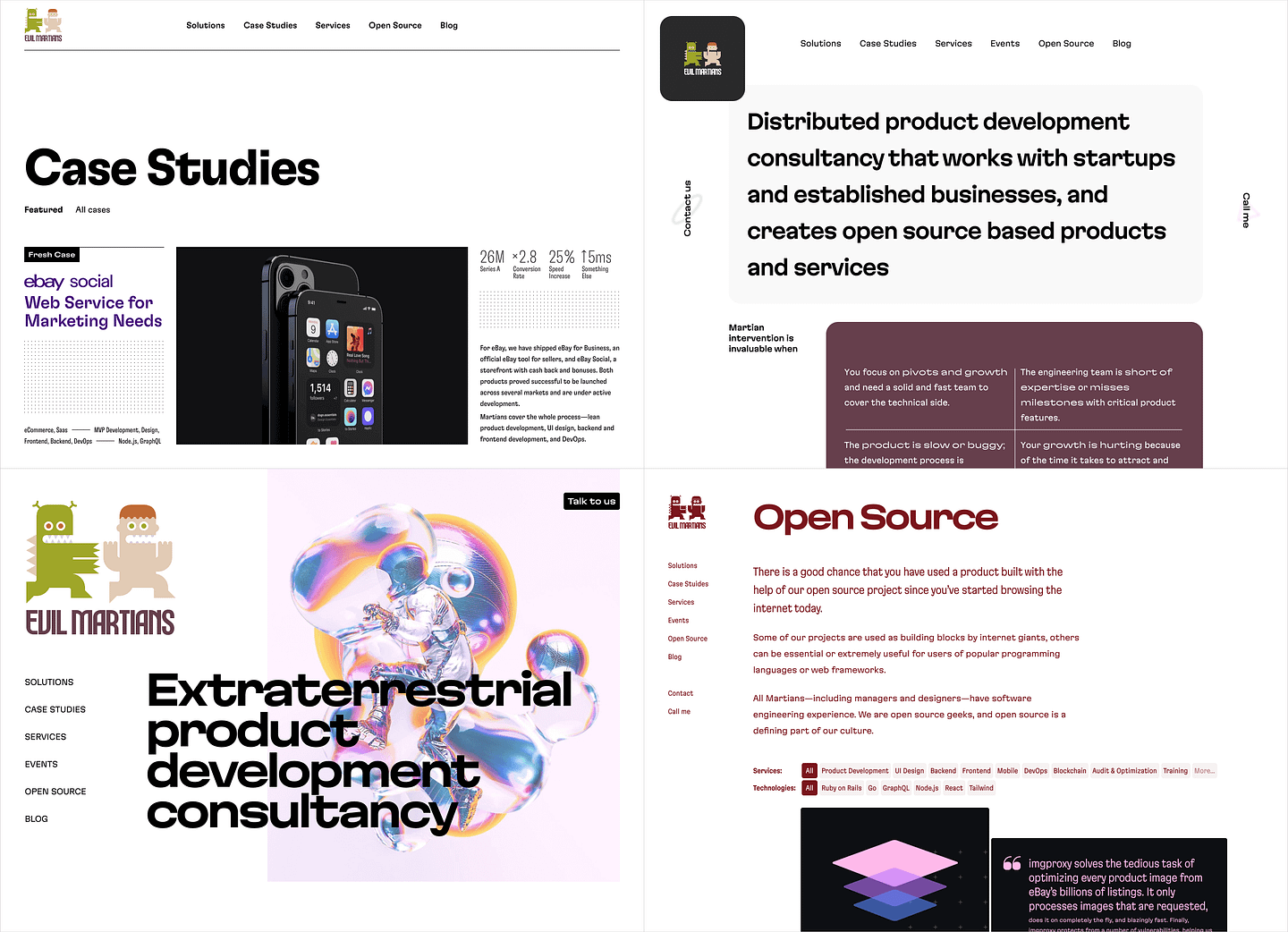 Samples of different design options with top and left navigation