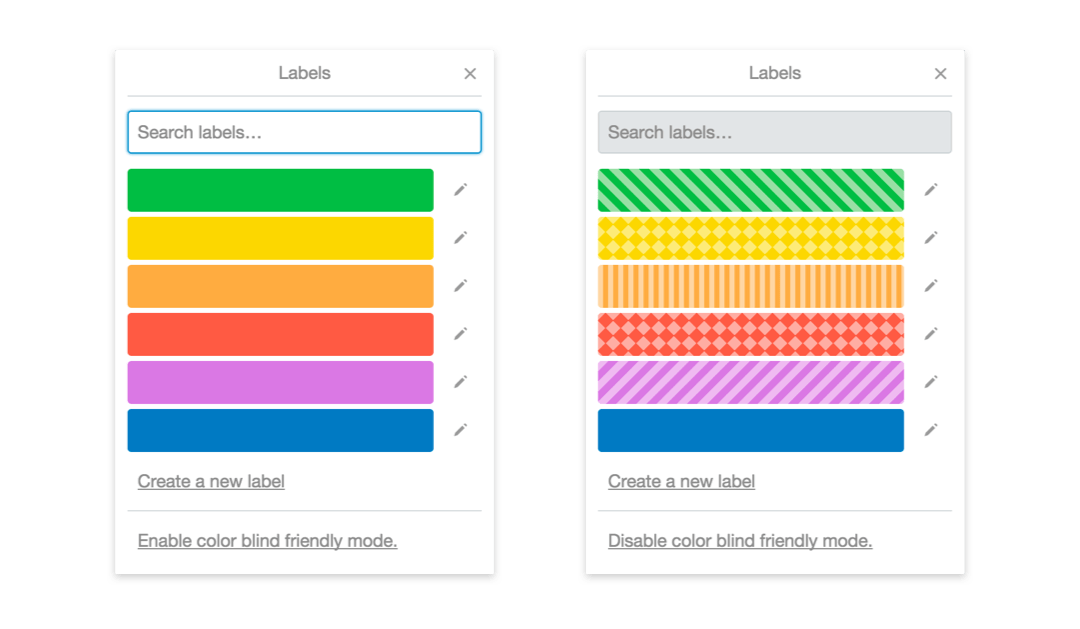 Trello's solution for color blindness