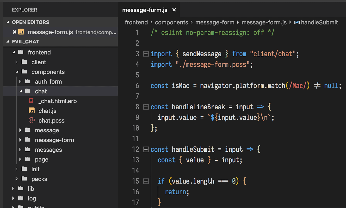 A new frontend folder in your app